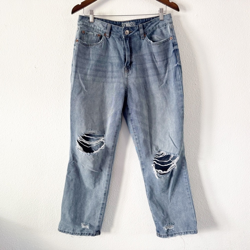 Rewash High Rise Jeans Y2K Streetwear 9/29 Junior Crop Vintage Staple Distressed